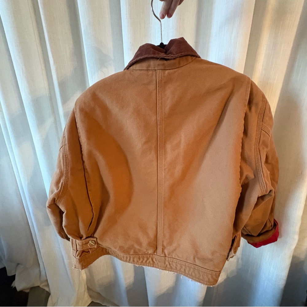 Reworked Vintage Carhartt Women's Brown Jacket with Red Accents - Picture 4 of 5